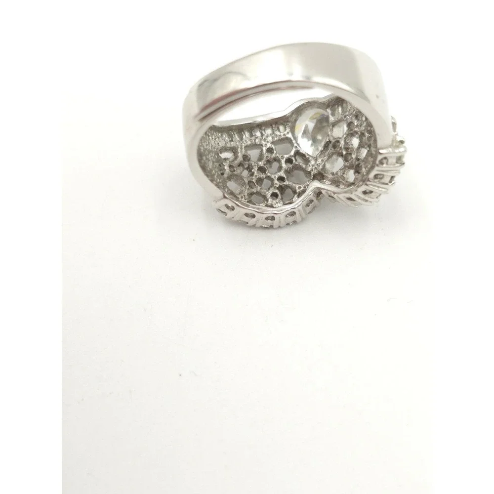 Silver Tone &‎ Clear Glass Rhinestone Ring Adjustable Tear Drop